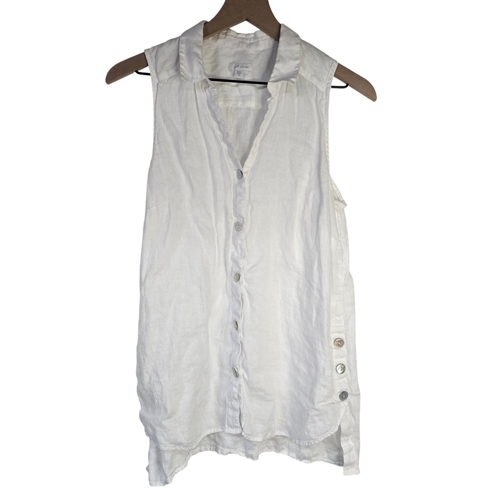 J. Jill Love Linen Sleeveless Tunic Women M White 100% Linen Coastal Lagenlook‎
